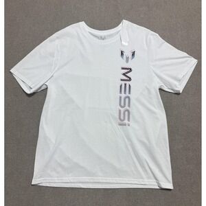 MESSI Shirt Mens 3XL White‎ Short Sleeve Vertical Gradient Logo Soccer T-Shirt